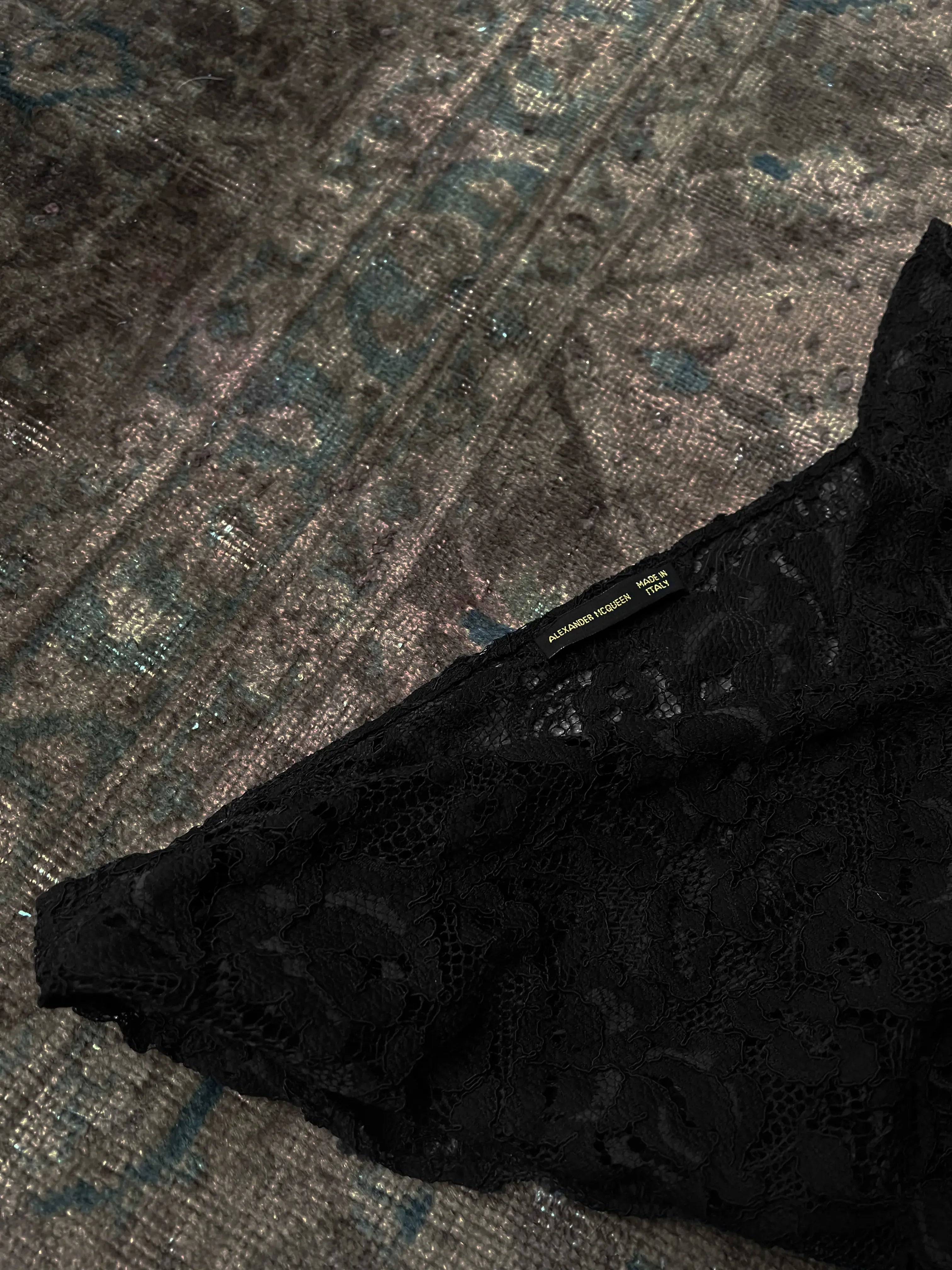 McQueen Spring-Summer 1999 Asymmetrical Lace Dress