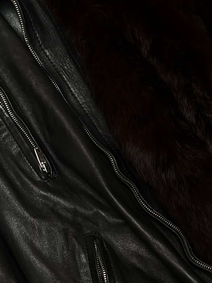 Hermès 60's Leather Fur Stuffed Bomber Jacket