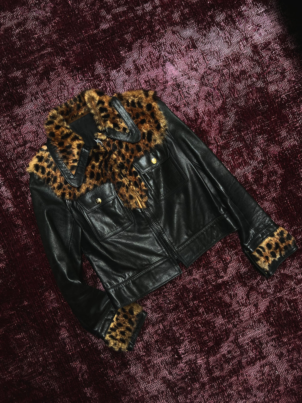 Céline 60’s Leather Leopard Trucker Jacket