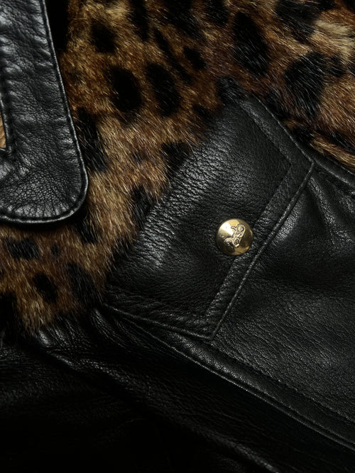 Céline 60’s Leather Leopard Trucker Jacket