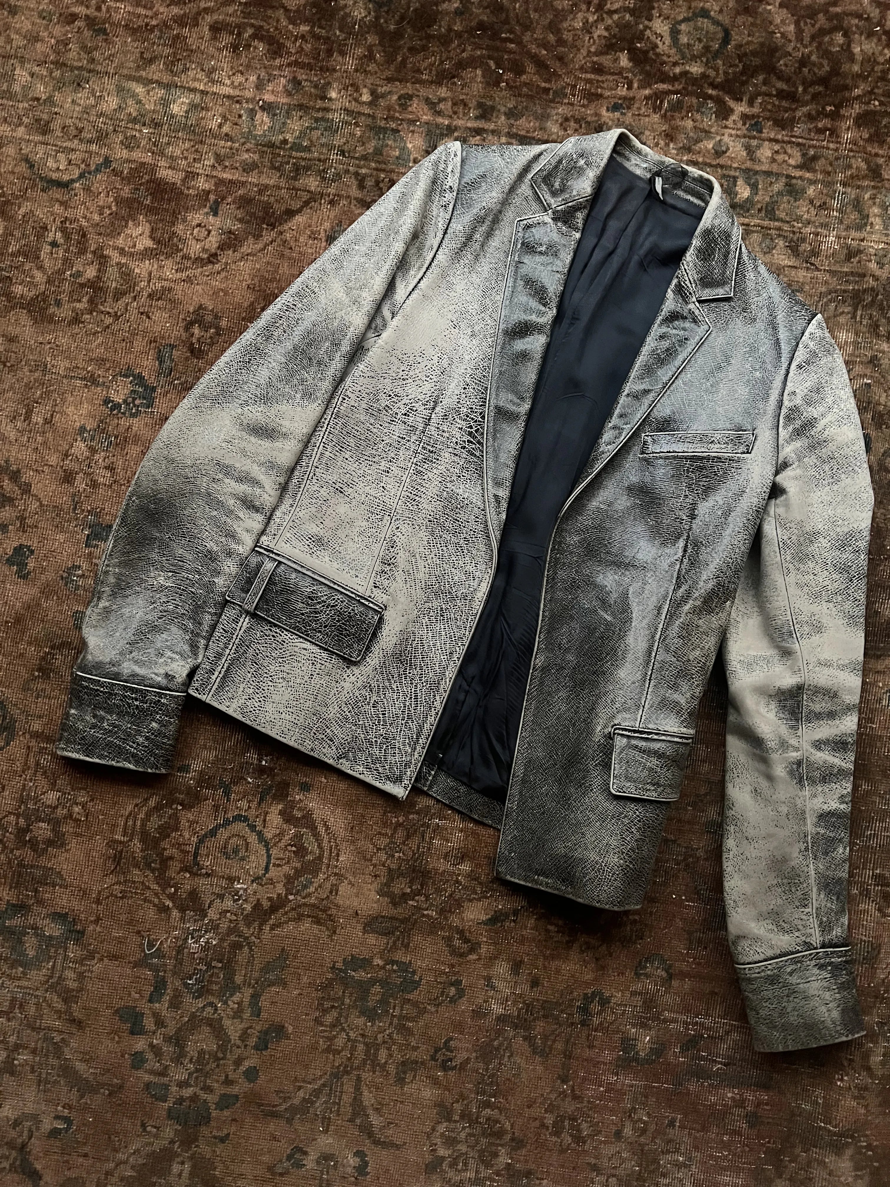 Dior Homme Fall-Winter 2002 Reflexion Sample Cracked Leather Jacket