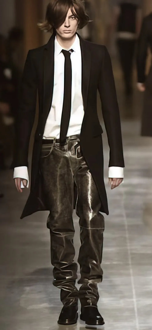 Dior Homme Fall-Winter 2002 Reflexion Sample Cracked Leather Jacket